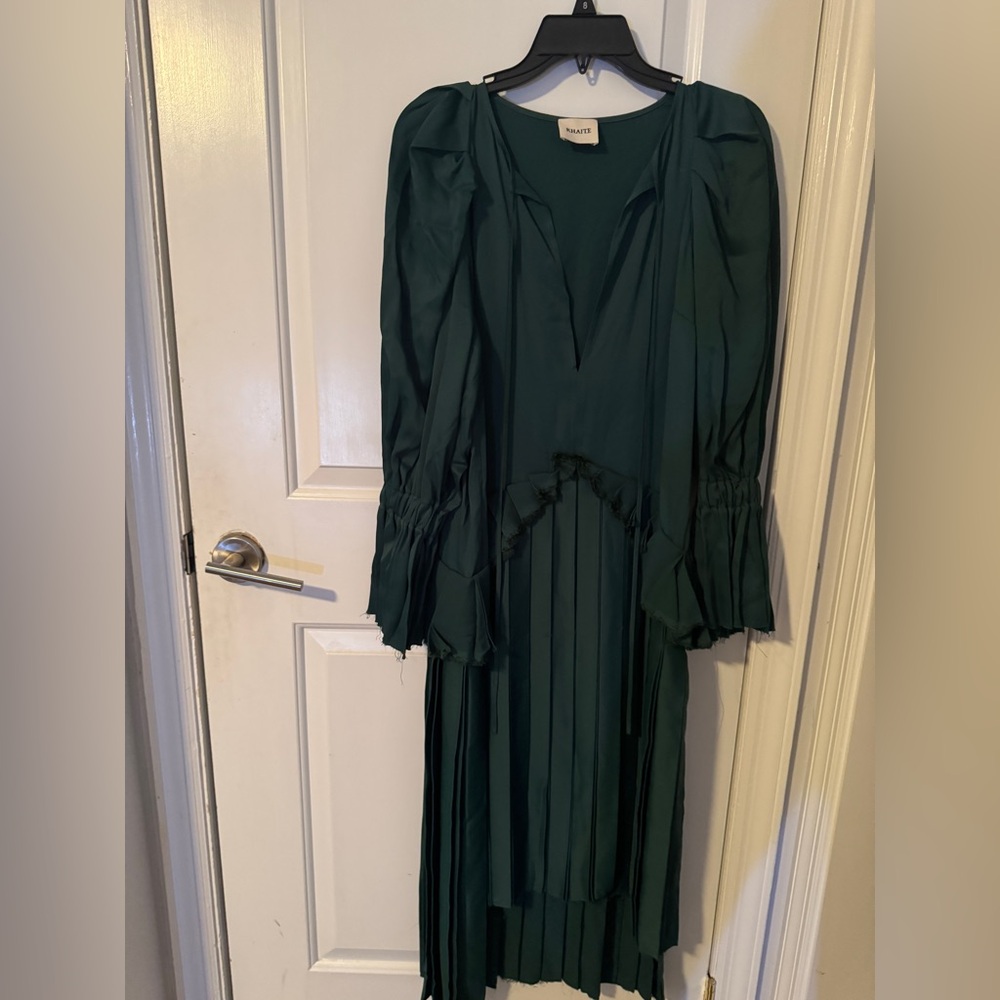 KHAITE Green Cara Midi Dress